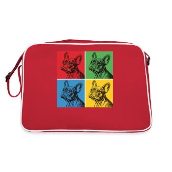 Bouledogue français Pop Art Design - Sac Retro - rouge/blanc - Dos