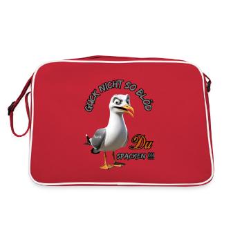 Guck nicht so Blöd Du Spacken Lustige Möwe - Retro Tasche - Rot/Weiß - Hinten