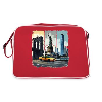 New York City Skyline Design – Urban Style Mode - Retro Tasche - Rot/Weiß - Hinten