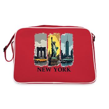 New York City Skyline Design – Urban Style Mode - Retro Tasche - Rot/Weiß - Hinten