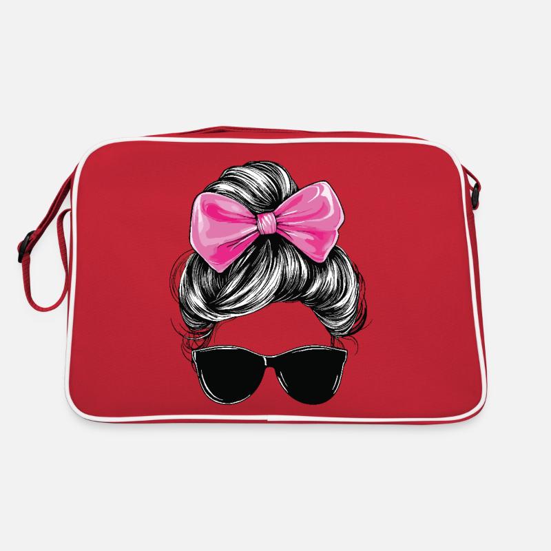 Frau Sonnenbrille Haare Schleife Mädchen Cool Chic Retro Tasche