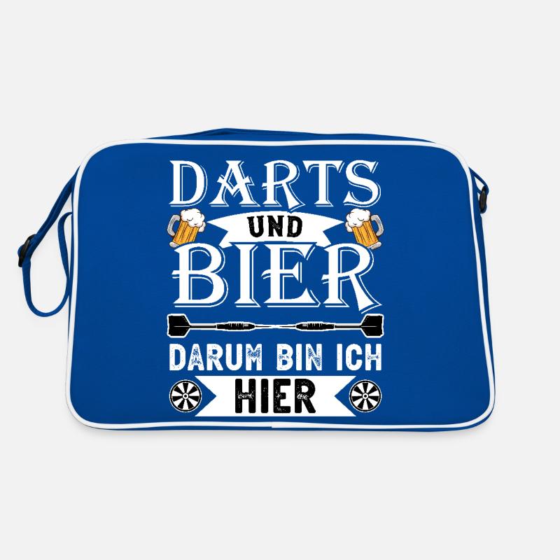 Darts und Bier darum bin ich hier Geschenkidee Retro Tasche