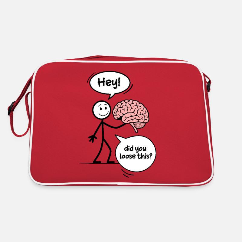 Funny Stickman Asking About a Lost Brain - Retro Bag - red/white