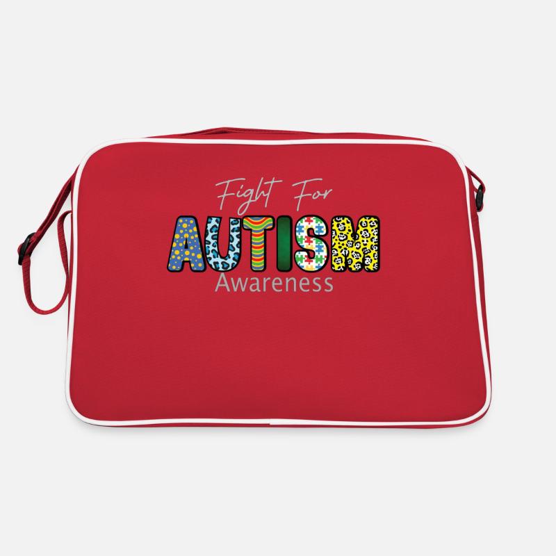Lutte pour la sensibilisation à l’autisme Conception colorée Lutte pour - Sac Retro - rouge/blanc