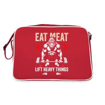 Fleisch essen, schwere Dinge heben - Retro Tasche - Rot/Weiß - Hinten