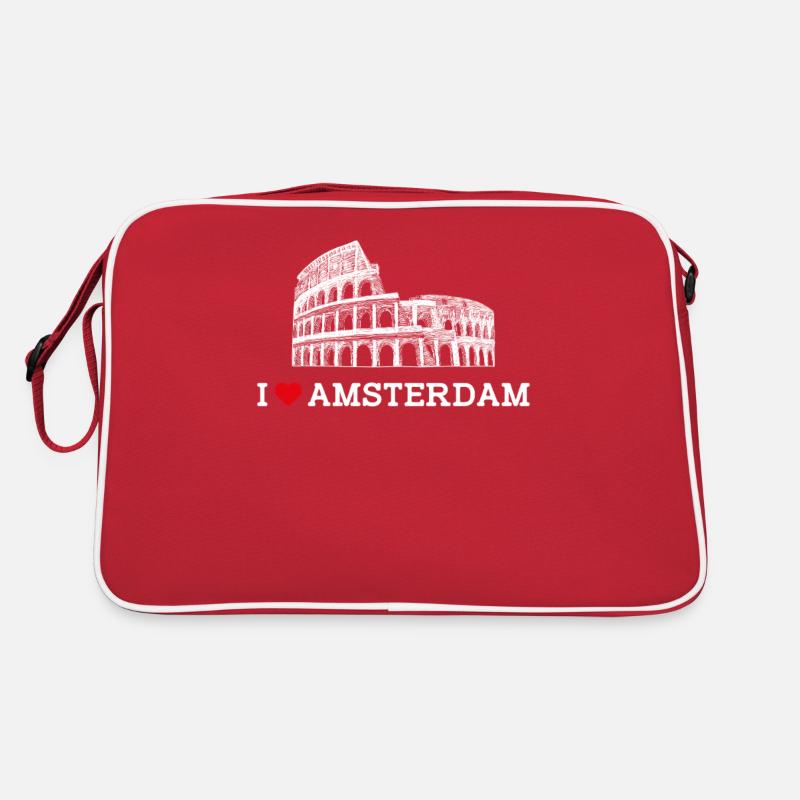 J’aime Amsterdam Pays-Bas Drapeau du cœur Colisée Sac Retro