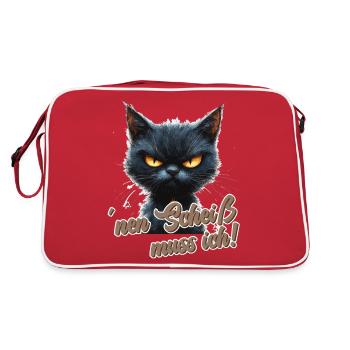 Funny cat with saying - Retro Bag - red/white - Back