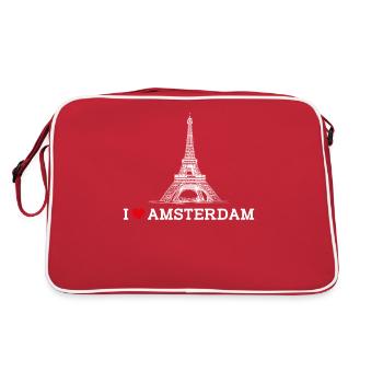 J’aime la Tour Eiffel Pays-Bas Cool Amsterdam Drapeau - Sac Retro - rouge/blanc - Dos