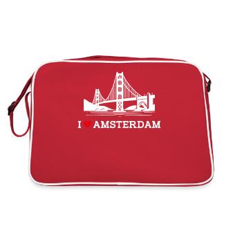 J’aime Amsterdam Golden Gate Bridge Pays-Bas Jeu de mots - Sac Retro - rouge/blanc - Dos