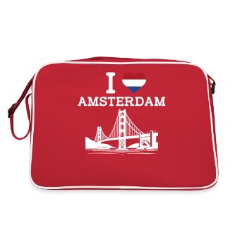 J’aime le plaisir du Golden Gate Bridge de l’Amsterdam Heart Flag - Sac Retro - rouge/blanc - Dos