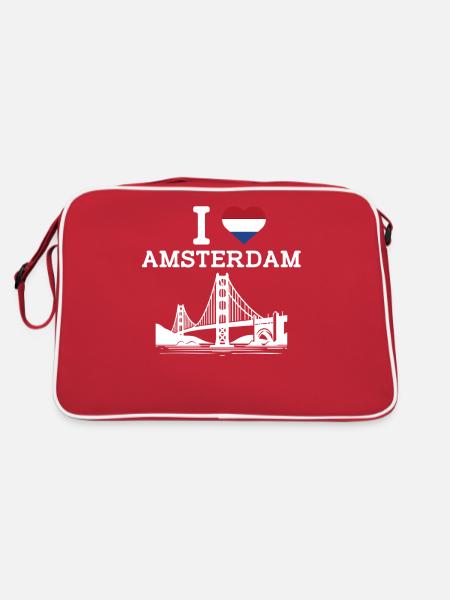 J’aime le plaisir du Golden Gate Bridge de l’Amsterdam Heart Flag - Sac Retro - rouge/blanc - Dos