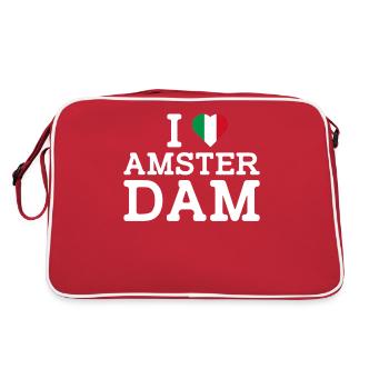 J’aime Amsterdam Italie Lover Flag Coeur Cool Flag - Sac Retro - rouge/blanc - Dos