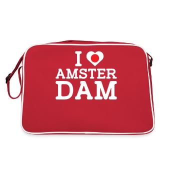 J’aime Amsterdam Japon Coeur Drapeau Amoureux Pays-Bas - Sac Retro - rouge/blanc - Dos