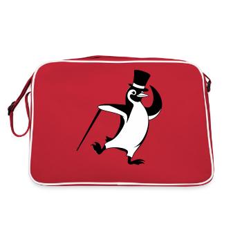 Stylish penguin with top hat and walking stick - Retro Bag - red/white - Back