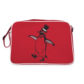 Pingouin élégant avec chapeau haut de forme et nœud papillon - Sac Retro - rouge/blanc - Dos