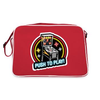 PINBALL, PUSH TO PLAY - Retro Bag - red/white - Back