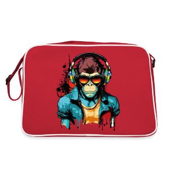 Monkey Headphones Sunglasses Gamer Gaming Music - Retro Bag - red/white - Back