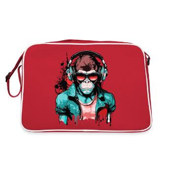 Monkey Headphones Sunglasses Gamer Gaming Music - Retro Bag - red/white - Back