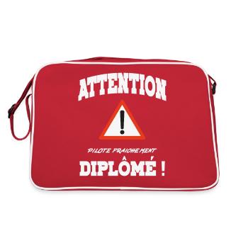 cadeau parfait, idéal pour un jeune conducteur - Sac Retro - rouge/blanc - Dos