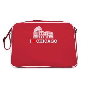 J’aime Chicago coeur drapeau Colosseum Illinois jeu de mots - Sac Retro - rouge/blanc - Dos