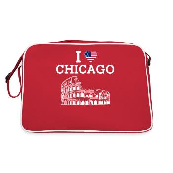 J’aime Chicago drapeau américain Colosseum Lover Pun - Sac Retro - rouge/blanc - Dos