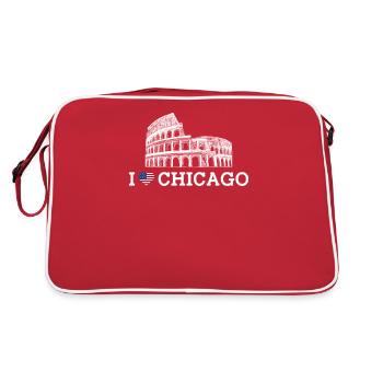 J’aime Chicago Colosseum Jeu de mots coeur drapeau de l’Amérique - Sac Retro - rouge/blanc - Dos