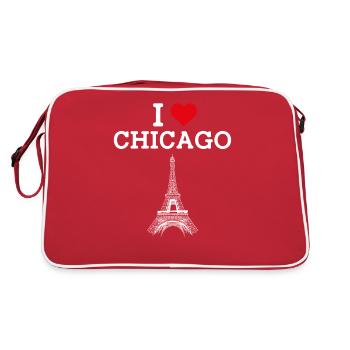 J’aime Chicago USA Drapeau Coeur Cool Tour Eiffel - Sac Retro - rouge/blanc - Dos