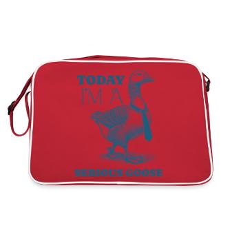 Heute bin ich eine ernsthafte Gans Lustiges Dummes Tier - Retro Tasche - Rot/Weiß - Hinten