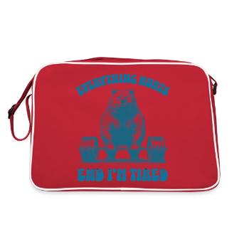 Alles tut weh und ich bin müde Bär beim Gewichtheben - Retro Tasche - Rot/Weiß - Hinten