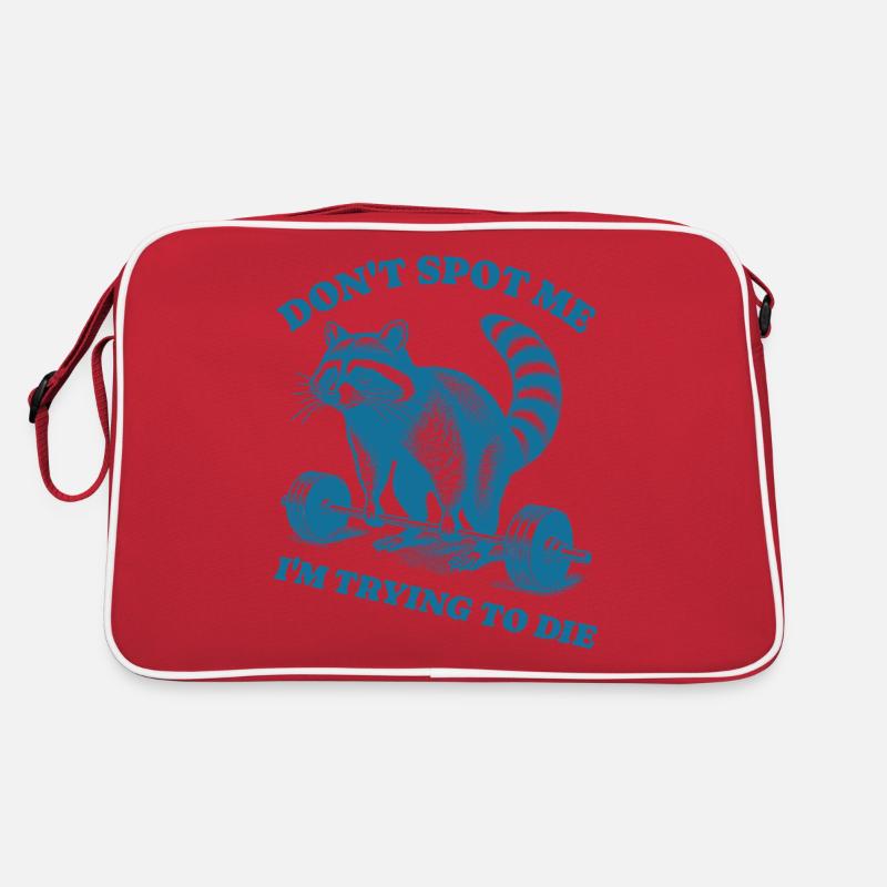 Ne me repérez pas, j’essaie de mourir raton laveur de soulevé de terre - Sac Retro - rouge/blanc
