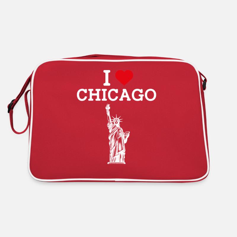 J’aime Chicago Coeur Drapeau Statue De la Liberté Jeu De Mots Sac Retro