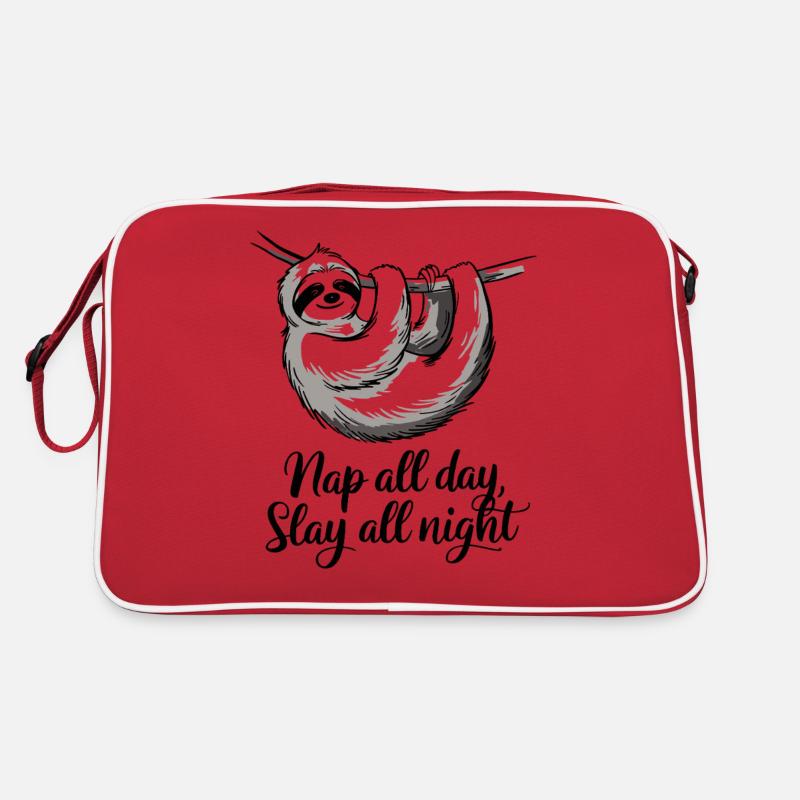 Nap All Day, Slay All Night Sloth Design Retro Bag