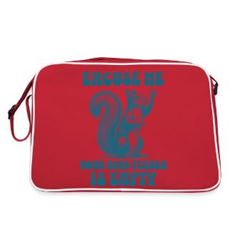 Excuse Me Your Bird Feeder Is Empty Funny Squirrel - Retro Bag - red/white - Back