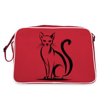 Elegant cat silhouette for cat lovers - Retro Bag - red/white - Back