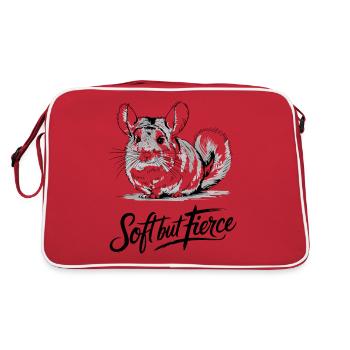 Sanft Aber Wild Chinchilla Illustration - Retro Tasche - Rot/Weiß - Hinten