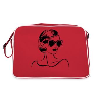 femme élégante avec illustration de lunettes de soleil - Sac Retro - rouge/blanc - Dos