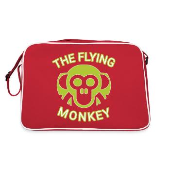 The flying Monkey Grün - Retro Tasche - Rot/Weiß - Hinten