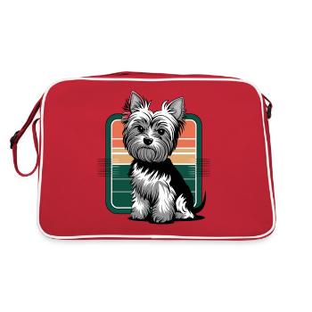 Mignon Yorkshire Terrier sur fond rétro - Sac Retro - rouge/blanc - Dos
