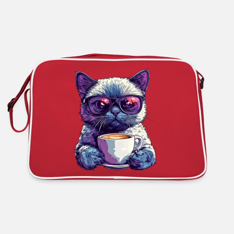Chat cool avec des lunettes et une touche de café Sac Retro