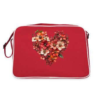 Heart of delicate blossoms - Warm floral splendour - Retro Bag - red/white - Back