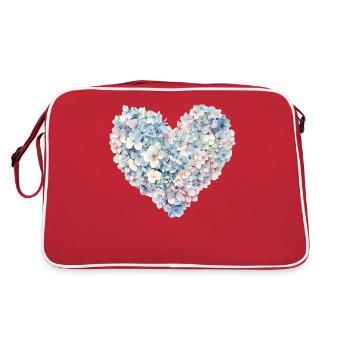 Heart of Hydrangeas Flowers - Delicate Blossoms - Retro Bag - red/white - Back