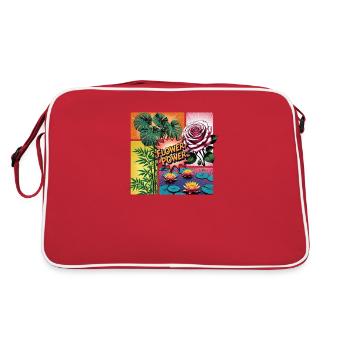Flower Power Collage - Retro Bag - red/white - Back