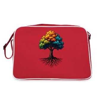 Vibrant Tree of Life Roots - Retro Bag - red/white - Back