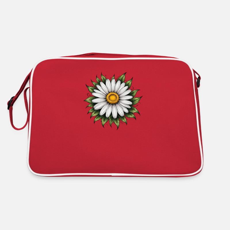 Daisy Bloom mit Blättern Retro Tasche