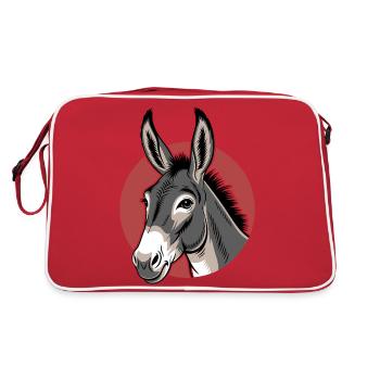 Donkey Mule Horse Farm Animal Farming Farmer Cute - Retro Bag - red/white - Back