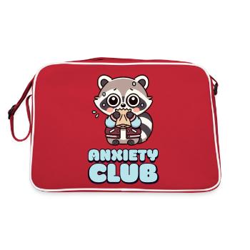 Anxiety Club – Fear Club with Cute Raccoon - Retro Bag - red/white - Back