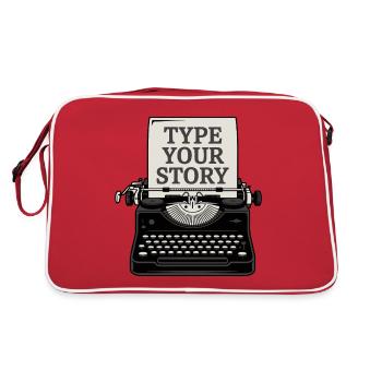 SCHREIBMASCHINEN, GEBEN SIE IHRE GESCHICHTE EIN - Retro Tasche - Rot/Weiß - Hinten