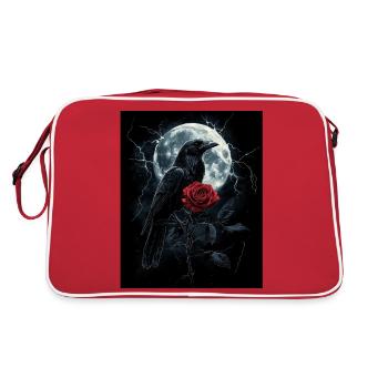 Raven Rose Moon Gloomy Gothic Black Crow - Retro Bag - red/white - Back