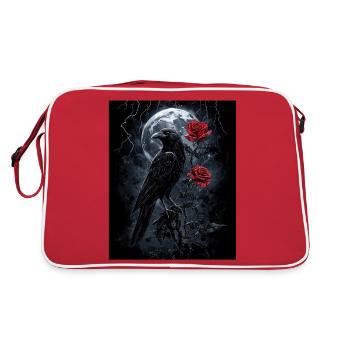 Raven Rose Moon Gloomy Gothic Black Crow - Retro Bag - red/white - Back
