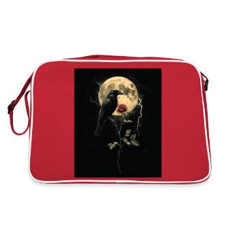 Raven Rose Moon Gloomy Gothic Black Crow - Retro Bag - red/white - Back